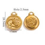 Colore oro / 1 pezzo retrò classico stile Virgo forma acciaio inossidabile  placcato Colore oro unisex ciondolo Immagine4